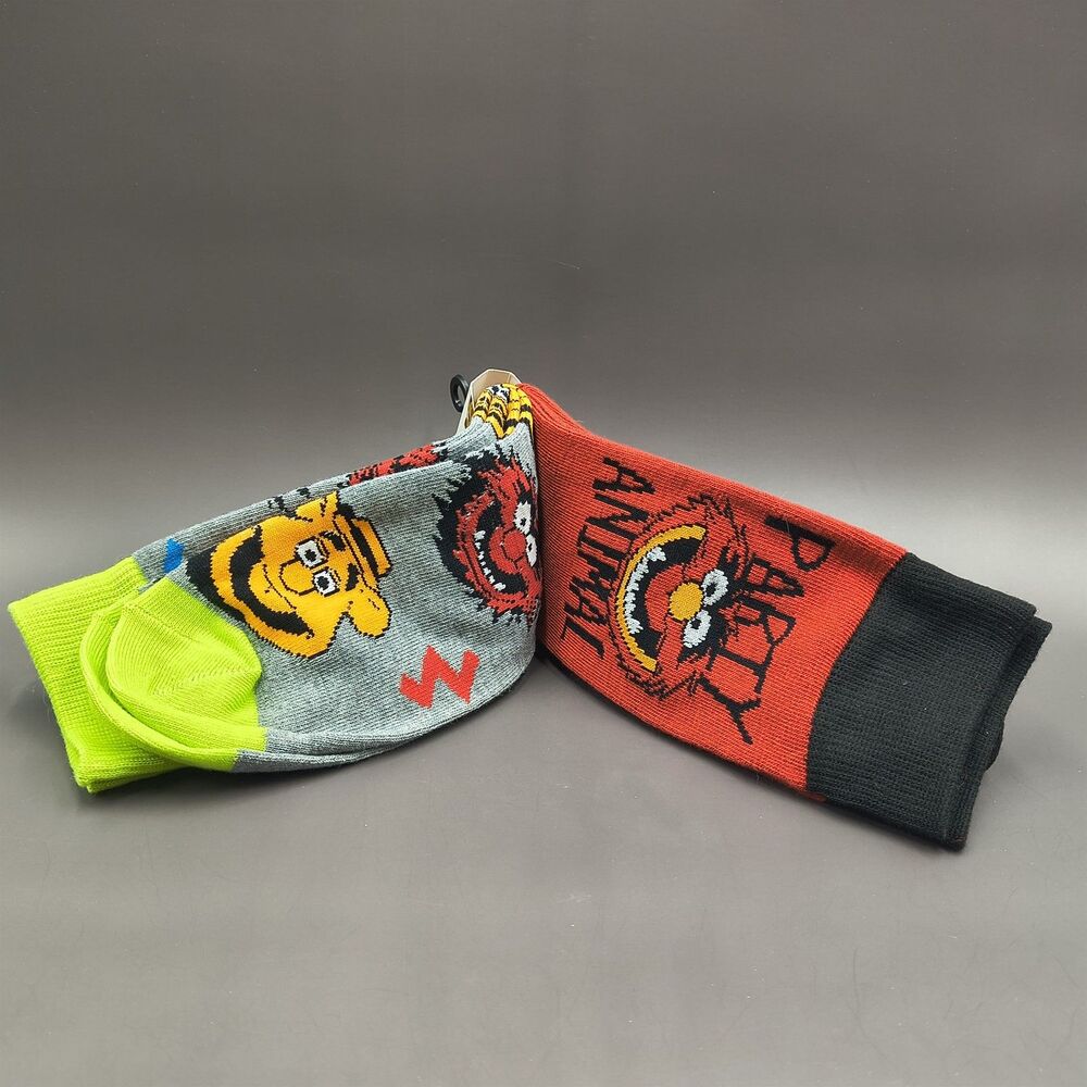 The Muppets Crew Socks 2-Pair Pack Party Animal Kermit Gonzo Fozzie NWT